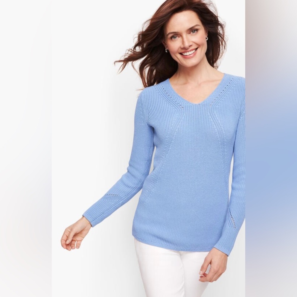Talbots Women’s V-Neck Shaker Stitch Sweater Size S